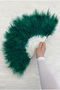 Large Size Emerald Green Feathered Bridal Fan, Wedding Henna Bridesmaid Bride Circumcision Gift, 1 Piece 30X50Cm - 3