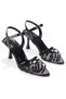 Women's Black Metallic Patent Leather 7cm Thin Heeled Evening Dress Shoes Tr45My01A - 6