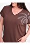 Women's V-Neck Stone Detailed Viscose Blouse - 2