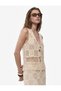 Cotton Crochet Vest with Front Tie Detail, Floral Motif and Tassels - 3