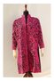 Women's Long Sleeve Tunic Coat, Pink and Black Paisley Print, Embroidered Design, Kashmiri Embroidery, Festive, Casual, Evening Wear - 2