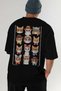 30 Cats for the Sake of Cat Love Printed Black Oversize T-Shirt 100% Cotton Unisex Cat Lover Premium Design - 7
