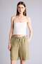 Elastic High Waist Short Leg Belmando Khaki Shorts I6760Az26Sm - 3
