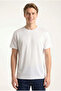 Men's White Regular Modal Fabric Silky Textured Crew Neck T-Shirt