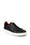 Men's Genuine Leather Black Hidden Lace Sneaker - 6