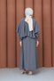 Women's Silk Cupra Suit with Sleeves, Buttons, and Cape Detail Skirt - 7