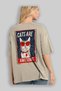 For the Love of Cats 125 Cat Printed Beige Oversize T-Shirt 100% Cotton Unisex Cat Lover Premium Design - 3