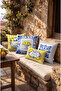 Ciao Patterned Limoncello Porcelain Detailed Square Throw Pillow Cover 43 X 43 cm Double-Sided Throw Pillow Cover - 5