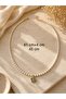 Cream Color Beaded Necklace with Clover End 41+4cm Acr9930 - 2