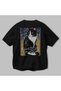For the Love of Cats 94 Cat Printed Black Oversize T-Shirt 100% Cotton Unisex Cat Lover Premium Design - 3