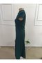 Women's Short Sleeve Court Collar Slit Midi Imported Crepe Dress - 5