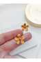Honey Color 5 Petal Flower Gold Earrings - 2