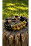 Men's Natural Stone Bracelet Handmade Dragon Back Weave Design – Adjustable Bohemian Premium Accessory Varisit Tşı - 2