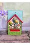 House Patterned Roofed Wooden Keychain