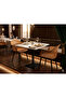 Square ceramic Dining Table Set80cm*80cm75cmBlack with 2 Upholstered Marcela Chairs - Brown