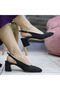 Black Stone Tulle Slingback Women's Thick Heeled Evening Dress Shoes - 2