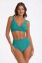 Women's High Waist Double Breasted Nadide Green Bikini Set C9T0N036841