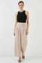Women's High Waist Pleated Wide Leg Cream Palazzo Trousers - 4