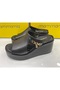 1840-Z Women's Leather Slippers Black Daily Casual - 3