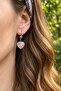 Pink Quartz Stone Heart Shaped Steel Earrings - Stainless