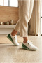 Swer Women's Sneakers Lace-Up Sports Shoes Green Suede White Leather - 2