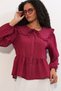 Women's Baby Collar Shirt Blouse 1463 - Burgundy - 3