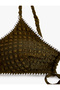 Textured Crochet Detailed Bikini Top with Front Tie Detail - 6