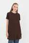 Women's Half Sleeve Combed Cotton Tunic with Chiffon Detail on the Front 10271 - Bitter Brown - 3