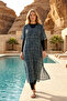 Remsa Tesettür Swimsuit over Design Single Kaftan Pareo Rdp26 Navy Blue