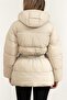 Belted Midweight Puffer Kadın Mont Kahverengi - 3