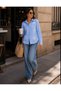Women's Daisy Flower Embroidered Shirt Collar Long Sleeve Cuffed Loose 100% Cotton Shirt