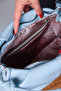 Women's Blue Shiny Textured Knot Detailed Large Internal Volume Adjustable Cross Strap Shoulder Bag - 3