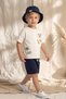 Boy's 100% Cotton Safari Themed Cream T-Shirt and Brown Shorts Set - 3-Piece Set Including Hat - 3
