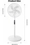 (cc2-White)Pedestal Fan, 16 Inch Stand up Fan with 8 Speeds, Adjustable tilt Oscillating Standing Fan with Remoter for Bedroom, Home, Living-room, Office, Dorm - 4