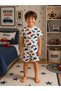Boy's Cotton Thin Summer Fabric White Color Cars and Motor Patterned Short Sleeve Shorts Pajama Set