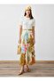 Multicolored Brush Patterned Chiffon Skirt - - 2
