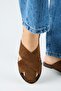 Olenka Women's Genuine Leather Parted Sabo Tan Slippers - 6