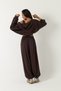 Women's 3-Piece Modal Set Livora Brown – Crop Tank Top, Zip-Up Cardigan, and Adjustable Leg Bottoms - 3