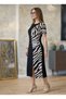 Women's short sleeve crew neck leopard print detail slit midi viscose dress - 2