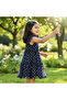 Three Pink Hearts Navy Metallic Polka Dot Tiered Dress - 4