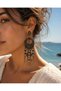 Ethnic Beaded Detailed Dangle Earrings Antique Bronze Look Bohemian Design - 7