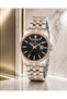 Men's Wristwatch Silver Rose Gold Steel Band Black Dial with Calendar 2 Years Warranty - 3