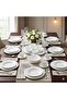 38 Pcs Opal ware Dinner set 6 Dinner plate 6 Dessert plate 6 Soup plate 6 Bowl 1 Serving plate 1 Serving bowl 6 cup 6 saucer Dishwasher Freezer Microwave safe BPA Free - 4