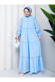 Drawstring Layered Ruffle Dress in Poplin Fabric - 8