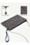 Silvery Anthracite Shk301 Star Embossed Gold Zippered Chain Strap Women's Hand, Shoulder and Wrist Bag - 5