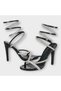 Women's Stone Detailed Ankle-Wrap Evening Dress Shoes Black Patent Leather - 3