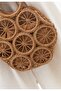Orange Sliced Ring Spider Web Natural Weave Round Motif Straw Weave Knitted Beach Summer Exotic Imported Lined Vacation Bag - 3