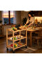 OneDcor Bamboo 3-Tier Rolling Cart, Natural Wood Storage Organizer with Wheels - 8
