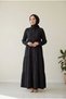 Black Women's 100% Cotton Muslin Fabric Dress Buttoned Shirt Collar Long Hijab Dress Anti-Sweat Summer Dress - 7