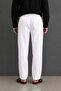 Men's White Premium Linen Textured Lace-Up Elastic Waist Comfortable Fit Casual Trousers - 7